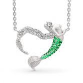 "Ocean's Light" Sterling Silver Mermaid Gift Necklace for Valentine's Day