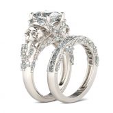 Princess Cut Sterling Silver Skull Ring
