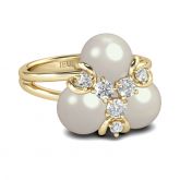 Gold Tone Faux Pearl Sterling Silver Ring