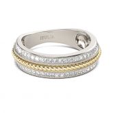 Two Tone Cable Round Cut Sterling Silver Women's Band