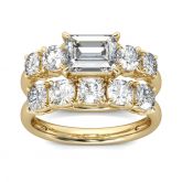 Emerald Cut Sterling Silver Ring Set