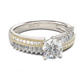 Two Tone Milgrain Round Cut Sterling Silver Ring