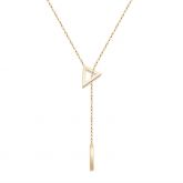 Yellow Gold Tone Hollow Triangle Pendant Necklace