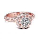 Rose Gold Tone Twist Round Cut Sterling Silver Ring