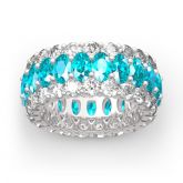 Classic Oval and Round Cut Sterling Silver Eternity Ring