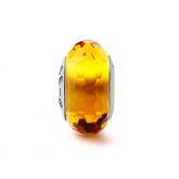 Amber Ice Crystal Faceted Glass Charm