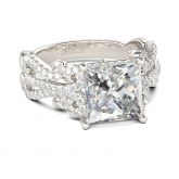 Vintage Lace Design Princess Cut Sterling Silver Ring