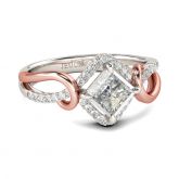 Two Tone Princess Cut Sterling Silver Ring