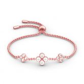 Jeulia Clover Cultured Pearl Sterling Silver Bracelet