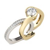 Asymmetric Round Cut Sterling Silver Ring Set