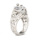 Snake Round Cut Sterling Silver Skull Ring