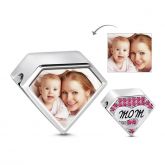 Triangle Shape Mom Photo Charm Sterling Silver