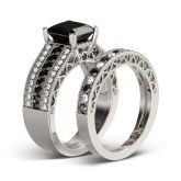 Princess Cut Sterling Silver Ring Set