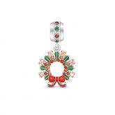 Christmas Wreath Pendant Sterling Silver