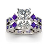 Jeulia Heart Cut Sterling Silver Ring Set