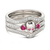 Fancy Round Cut Sterling Silver 3PC Skull Ring