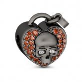 Heart Shape Skull Charm Sterling Silver