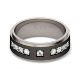 Gold Tone Round Cut Sterling Silver Men's Band