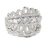 Jeulia Round Cut Crown Motif Sterling Silver Ring Set