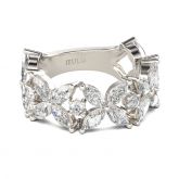 Leaf Shape Marquise Cut Sterling Silver Women's Band