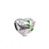 Flower Heart Shape Charm Sterling Silver