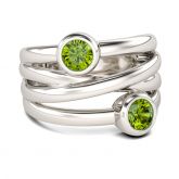 Two Stone Crossover Sterling Silver Cocktail Ring