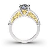 Jeulia Vintage Scrollwork Round Cut Sterling Silver Ring