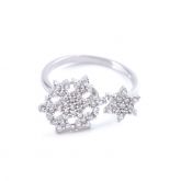 Floral Design Sterling Silver Adjustable Ring - Jeulia Jewelry