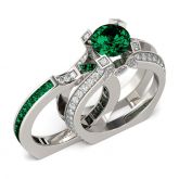 Interchangeable Round Cut Created Emerald Ring Set - Jeulia Jewelry