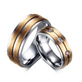 Fashion Two Tone Titanium Steel Couple Rings