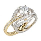 Two Tone Round Cut Interchangeable Sterling Silver Ring Set