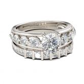 Split Shank Round Cut Sterling Silver Ring Set