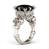 Vintage Princess Cut Sterling Silver Skull Ring