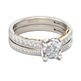 Two Tone Round Cut Sterling Silver Ring Set