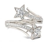 Bypass Star Design Round Cut Sterling Silver Ring