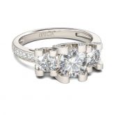 Jeulia Horseshoe Three Stone Round Cut Sterling Silver Ring