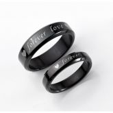 Black Engraved Titanium Steel Couple Rings