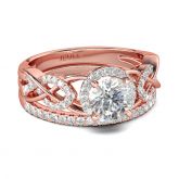 Halo Interwoven Round Cut Sterling Silver Ring Set