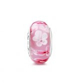 Pink Flowers Glass Charm