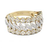Two Tone Round Cut Sterling Silver Women's Band
