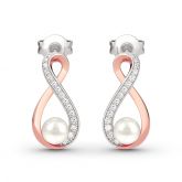 Jeulia Infinity Cultured Pearl Sterling Silver Earrings