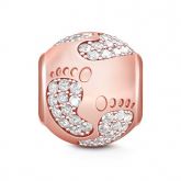 Rose Gold Tone Baby's Footprints Charm Sterling Silver