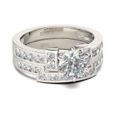Art Deco Round Cut Sterling Silver Ring Set