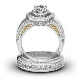 Jeulia Double Halo Round Cut Sterling Silver Ring Set