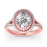 Double Halo Oval Cut Sterling Silver Ring