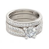3PC Round Cut Sterling Silver Ring Set