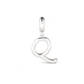 Letter Q Dangling Charm Sterling Silver