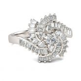 Floral Design Round Cut Sterling Silver Ring