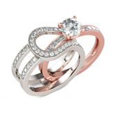 Herakles Two Tone Round Cut Sterling Silver Enhancer Ring Set