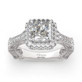Halo Princess Cut Skeleton Sterling Silver Skull Ring